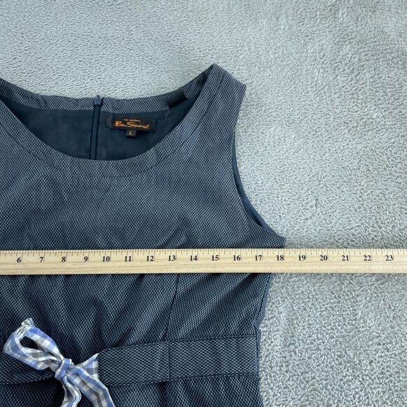 Ben Sherman Sleeveless Blue Dress Size L 100% Cotton Shell Polyester Lining 5605 - Picture 6 of 9